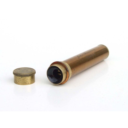 186 - A 19th century lacquered brass John Browning Spectroscope, in original cardboard tube box, 10cms lon... 