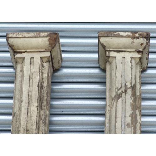 21 - A pair of impressive distressed painted architectural oak columns, 299cms long (2).