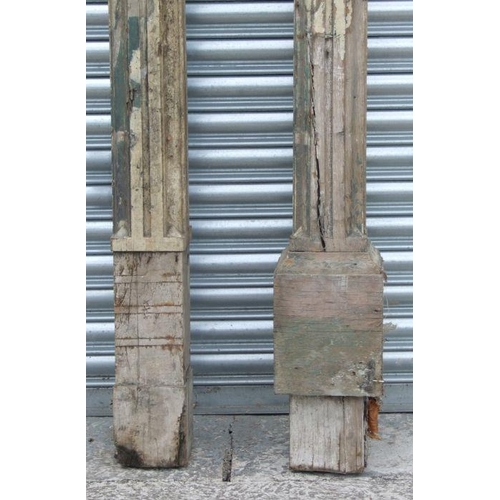 21 - A pair of impressive distressed painted architectural oak columns, 299cms long (2).