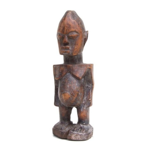 227 - African Art / Tribal Art:  a pair of carved wooden Lobi male and female figures , each 31cms high. (... 