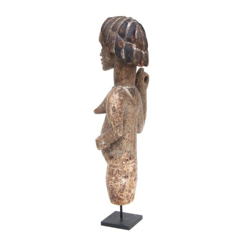 232 - African Art / Tribal Art:  a rare carved wooden Lumbo female reliquary figure mounted on a stand, 51... 