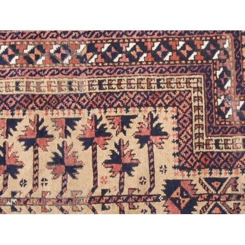 278 - A Persian Baluch tree prayer rug on a beige ground, 154 by 91cms; together with a small hand knotted... 