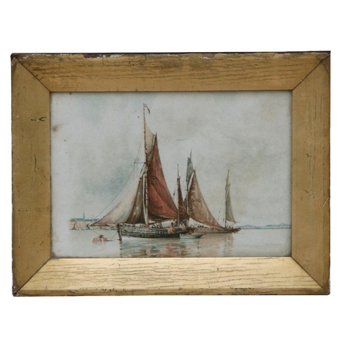 333 - Late 19th century British school - Moored Sailing Boats - watercolour, framed & glazed, 24 by 17... 