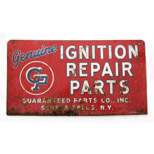 411 - An enamel tin sign 'Ignition Repair Parts' 47 by 26cms.