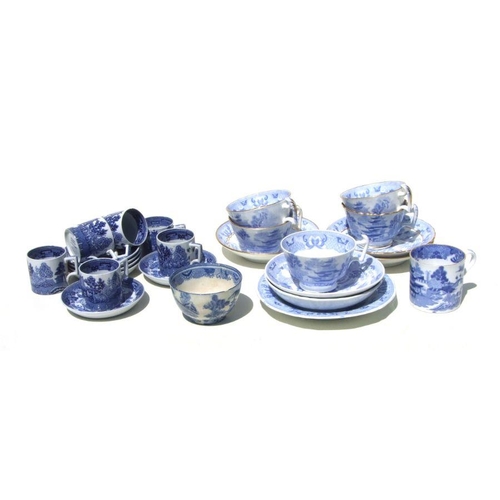 72 - A quantity of blue & white ceramics to include Wedgwood Willow pattern coffee cans; and two tea ... 