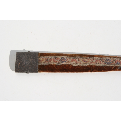 112 - A 19th century rhino horn handled North African Kijal dagger, 43cms long.