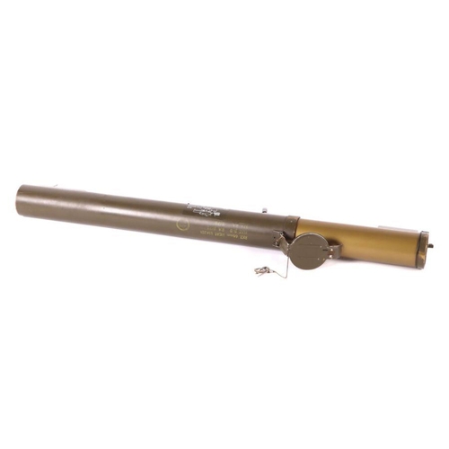 138 - A hand held disposable British Army rocket launcher (inert) telescopic full extending with flip up s... 