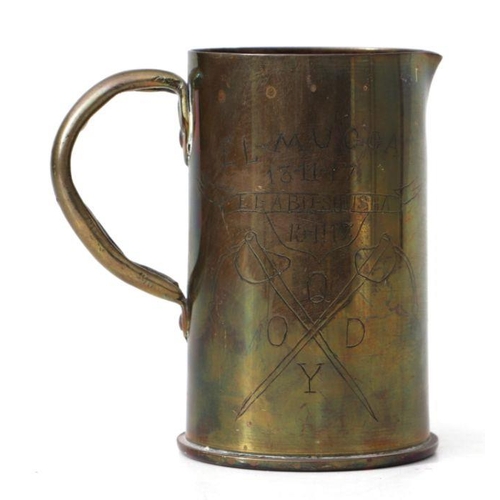 144 - A trench art jug engraved 'EL-Mugga 13-11-17, El-Abu-Shusha 15-11-17, Palestine 1917', 13cms high.