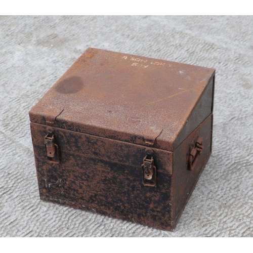 145 - A RAF tin instrument box, painted to the top 'Squadron Leader', 38cms wide.