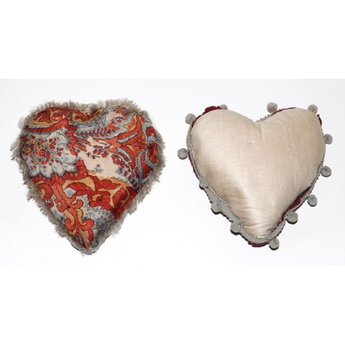 148 - A Royal Sussex Regiment heart shaped sweetheart pin cushion; together with another similar The King'... 