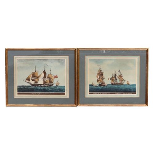 304 - Jean-Jérôme Baugéan (French 1764-1819) - a set of four hand coloured engravings of American Frigates... 