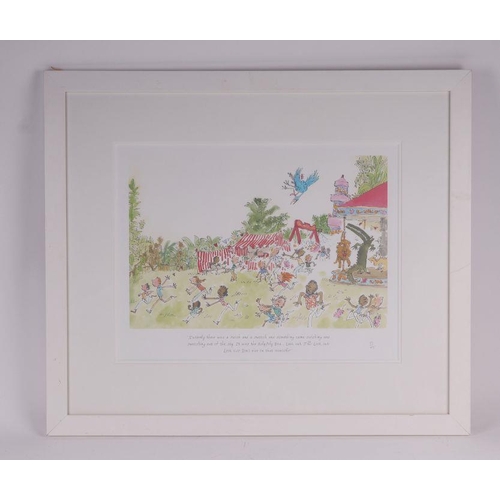 305 - A Quentin Blake limited edition coloured print, numbered 81/495 for a Roald Dahl book illustration, ... 