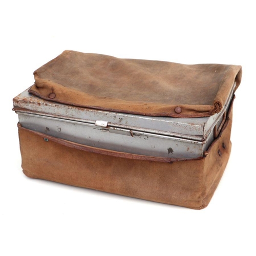 33 - An early 20th century aluminium four-person picnic trunk with partial fitted interior including a sa... 