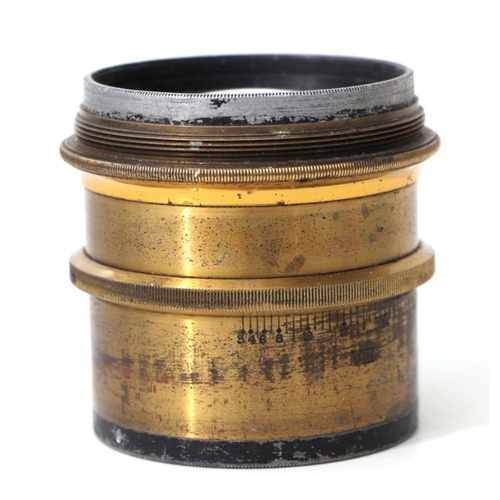 494 - A Carl Zeiss Jena no. 09560 brass camera lens Planar 1:38.