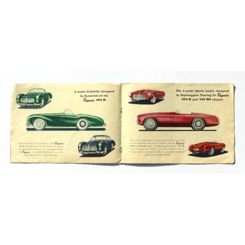 50 - A Pegaso car sales brochure covering the range of models including Z-102 B two three seater Berlinet... 