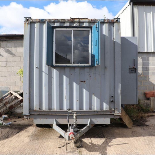 57 - A 12.5ft twin-axle portable site office converted from a shipping container, the single window with ... 