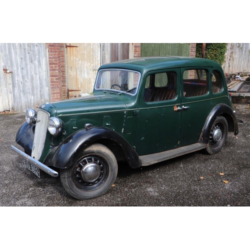 61 - A 1938 Austin 10 saloon, registration no. EUU 852, chassis no. G145612, engine no. LG145288, green o... 