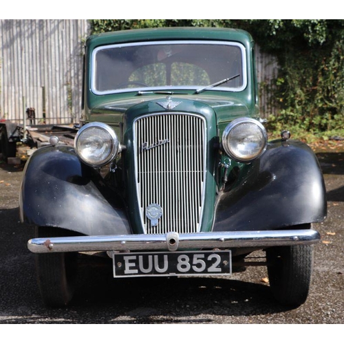 61 - A 1938 Austin 10 saloon, registration no. EUU 852, chassis no. G145612, engine no. LG145288, green o... 