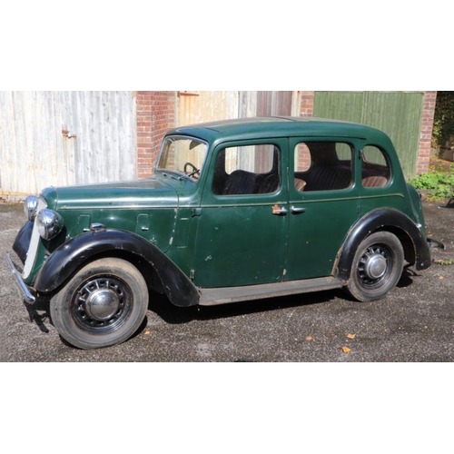 61 - A 1938 Austin 10 saloon, registration no. EUU 852, chassis no. G145612, engine no. LG145288, green o... 