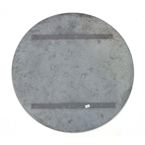 7 - A circular aluminium directional arrow road sign, 60cms diameter.