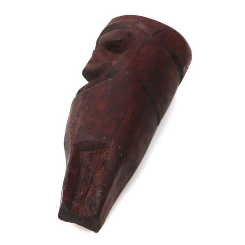 96 - A Vanuatu / New Hebrides tribal carved wooden head with old hand written collection number '121', 24... 