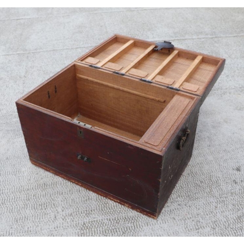 997 - A 19th century teak seaman's chest with steel lock and carrying handles, the top stencilled 'F W Sax... 