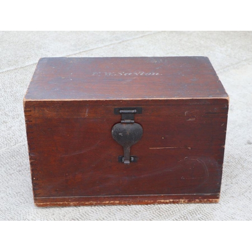 997 - A 19th century teak seaman's chest with steel lock and carrying handles, the top stencilled 'F W Sax... 