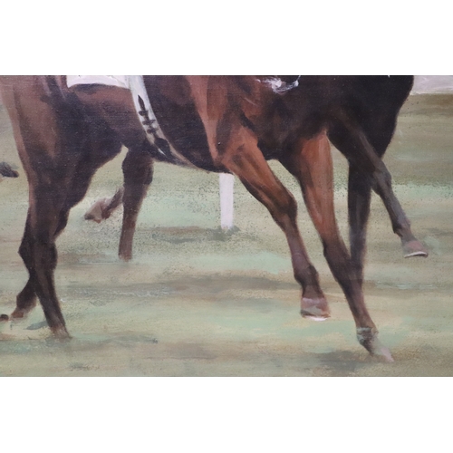 232 - Marriot (20th century British) - Horse Racing - signed lower left, oil on board, framed, 39 by 49cms... 