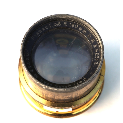 494 - A Carl Zeiss Jena no. 09560 brass camera lens Planar 1:38.