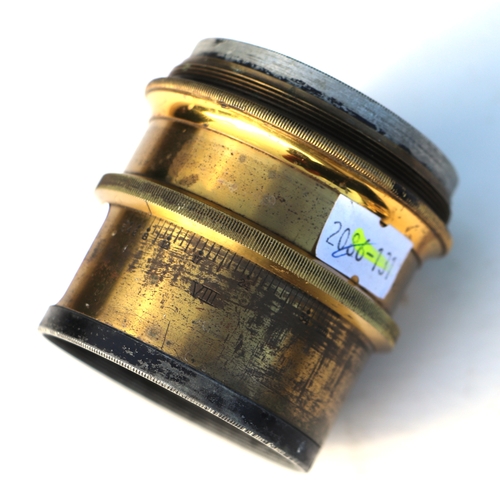 494 - A Carl Zeiss Jena no. 09560 brass camera lens Planar 1:38.