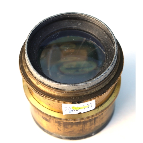 494 - A Carl Zeiss Jena no. 09560 brass camera lens Planar 1:38.