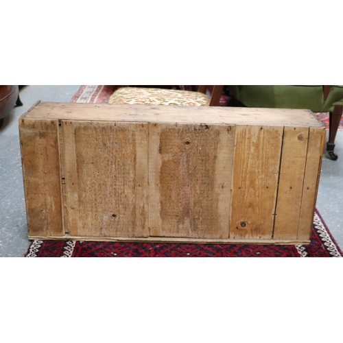 1023 - A 19th century stripped pine bank of six drawers with later brass handles, 92cms wide.