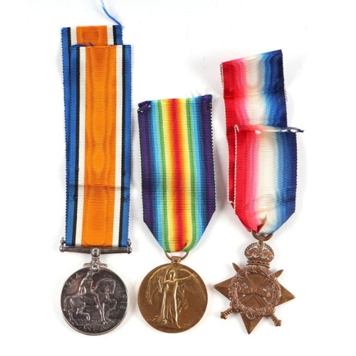 100 - A WWI trio comprising 1914/1915 Star, British War medal and Victory medal awarded to 'M5844 A.J. Hol... 