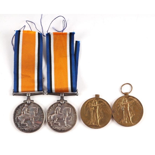 101 - Four WWI medals comprising two British War medals and two Victory medals, various names (4).