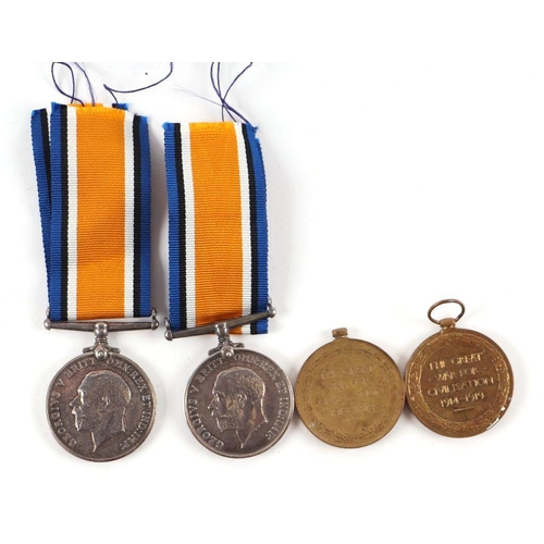 101 - Four WWI medals comprising two British War medals and two Victory medals, various names (4).