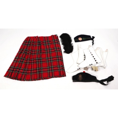 113 - A Gordon Highlanders tartan bandsman uniform and other similar items.