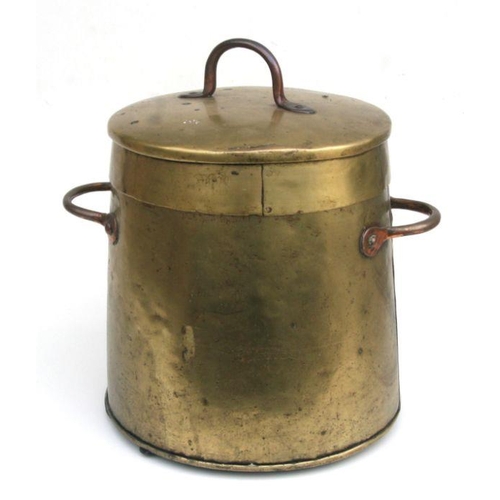 141 - A Dutch brass coal box of tapering form, 40cms high.