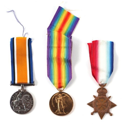 99 - A WWI trio comprising 1914/1915 Star, British War Medal and Victory medal awarded to '7274 D.A. J.M.... 