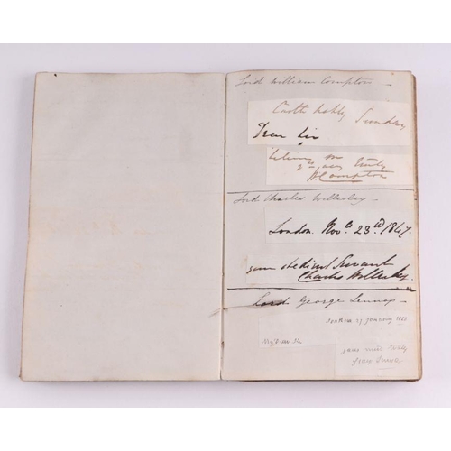 10 - An autograph book belonging to Master Shipbuilder Oliver Lang, signatures cut from letters stuck int... 