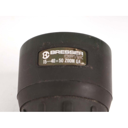 102 - A Bresser Optic 15-40 by 50 zoom GA lens with rubber armour protection, 35.5cms long.