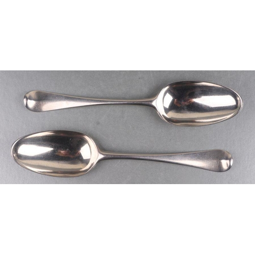 1078 - A pair of George II silver Old English pattern tablespoons, Issac Callard, marks extended circa 1730... 