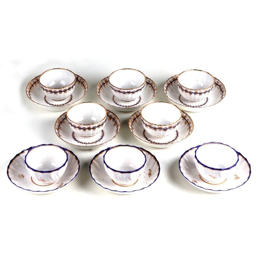 150 - A small collection of 18th century Derby tea bowls and saucers with gilt and floral decoration (a/f)... 