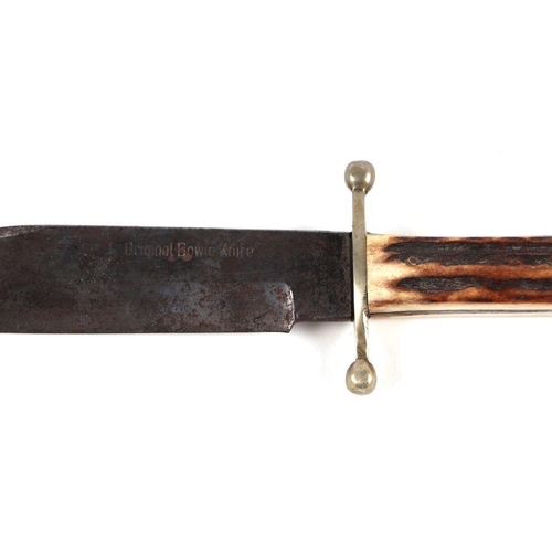 1529 - A Baron Solingen antler handled bowie type knife with 18cm long steel blade; together with other Bow... 