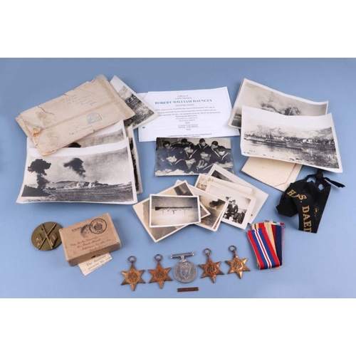 1535 - A WWII medal group in box; together with Entitlements certificate to 'R W Davncey P/SR 8279', who di... 