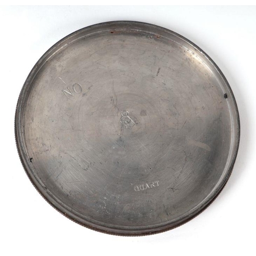 219 - A Victorian pewter ice cream or blancmange mould, No. 1, with registration lozenge mark, 17cms diame... 