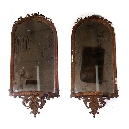 2192 - A pair of Victorian giltwood and gesso Pier mirrors with ribbon decoration, both supported by origin... 