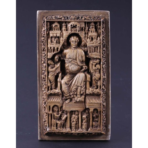 248 - A 19th century plaster relief of a Byzantine panel, 14 by 24cms.