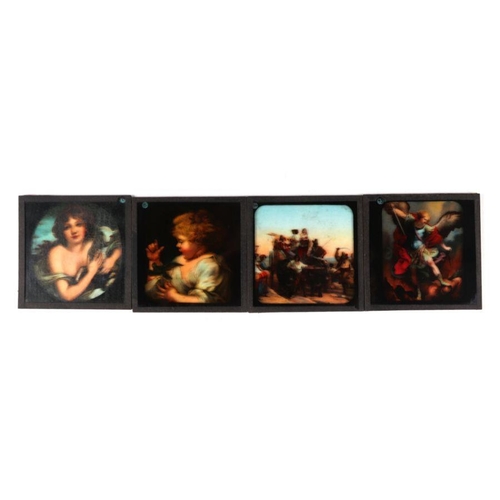 272 - A quantity of glass magic lantern slides, most depicting classic paintings by artist to include Reub... 