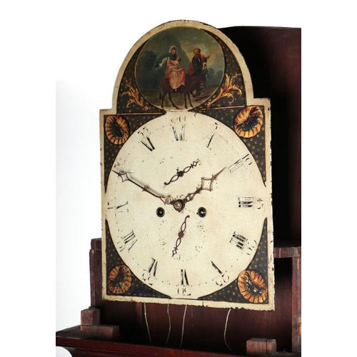 296 - A mahogany cased longcase clock, the 34cm painted square arched dial with Roman and Arabic numerals ... 