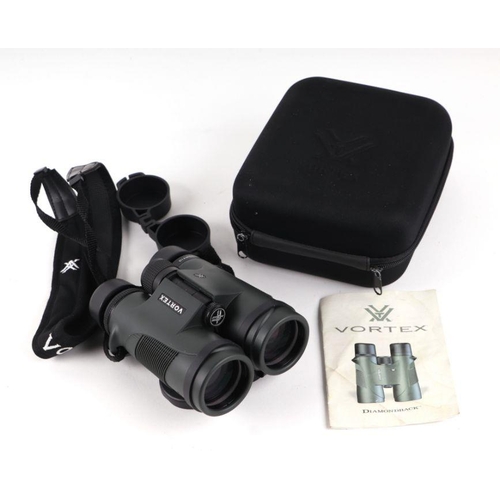 41 - A pair of Vortex diamond black 10x42 binoculars, cased with instruction pamphlet.